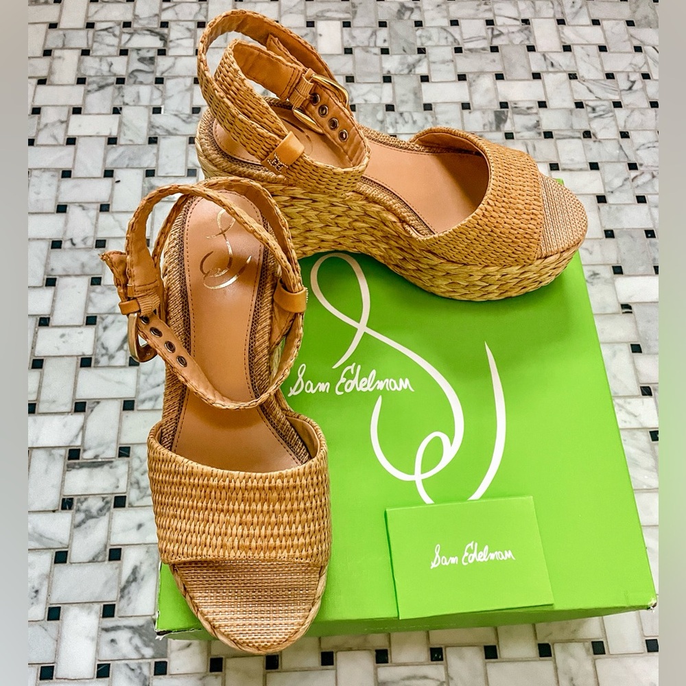 Sam Edelman April Platform Wedge Sandals – Sand Raffia - Size 9.5 - Picture 6 of 7